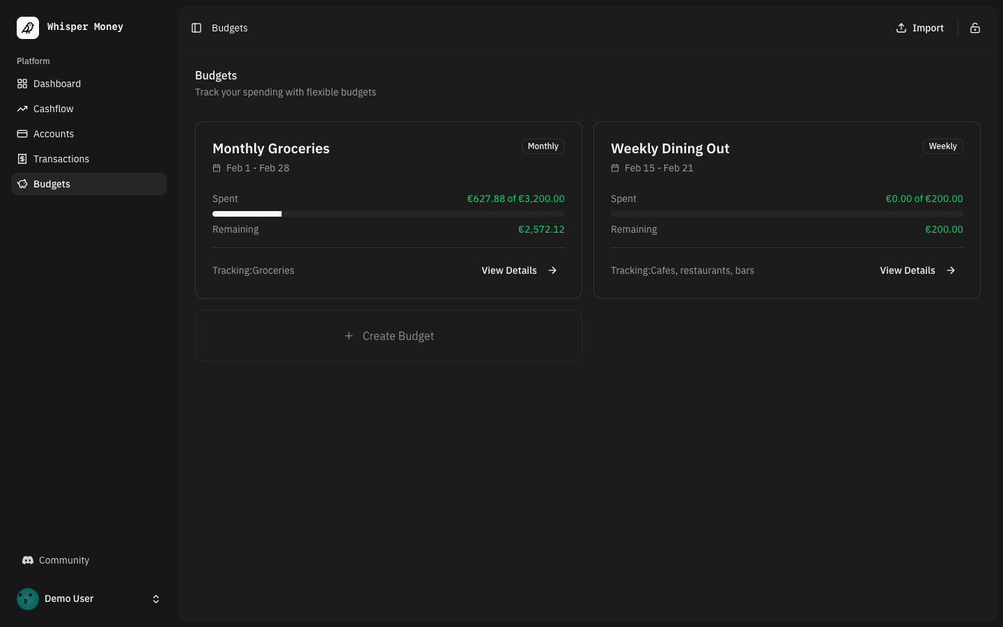 Set your budget goals