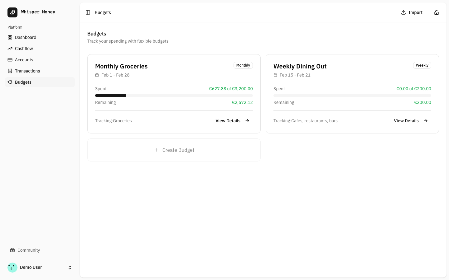 Set your budget goals